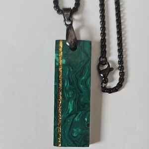 Malachite Trustone and Gold Leaf Pendant
